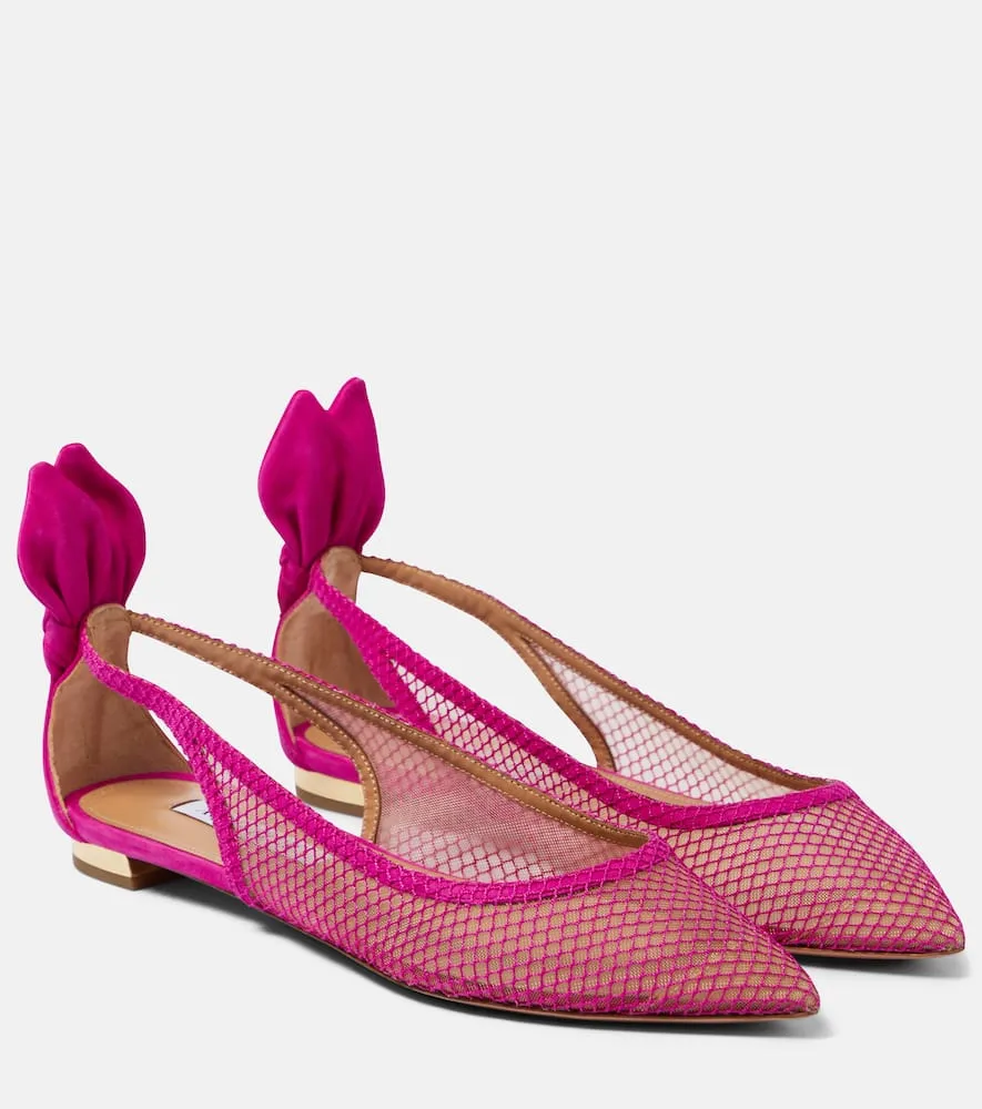 Aquazzura Bow tie mesh ballet flats