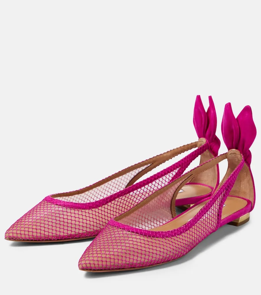 Aquazzura Bow tie mesh ballet flats