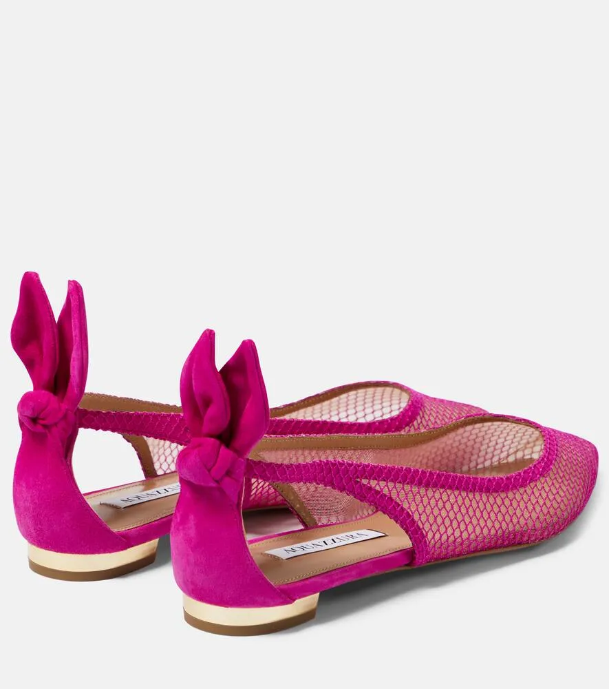 Aquazzura Bow tie mesh ballet flats
