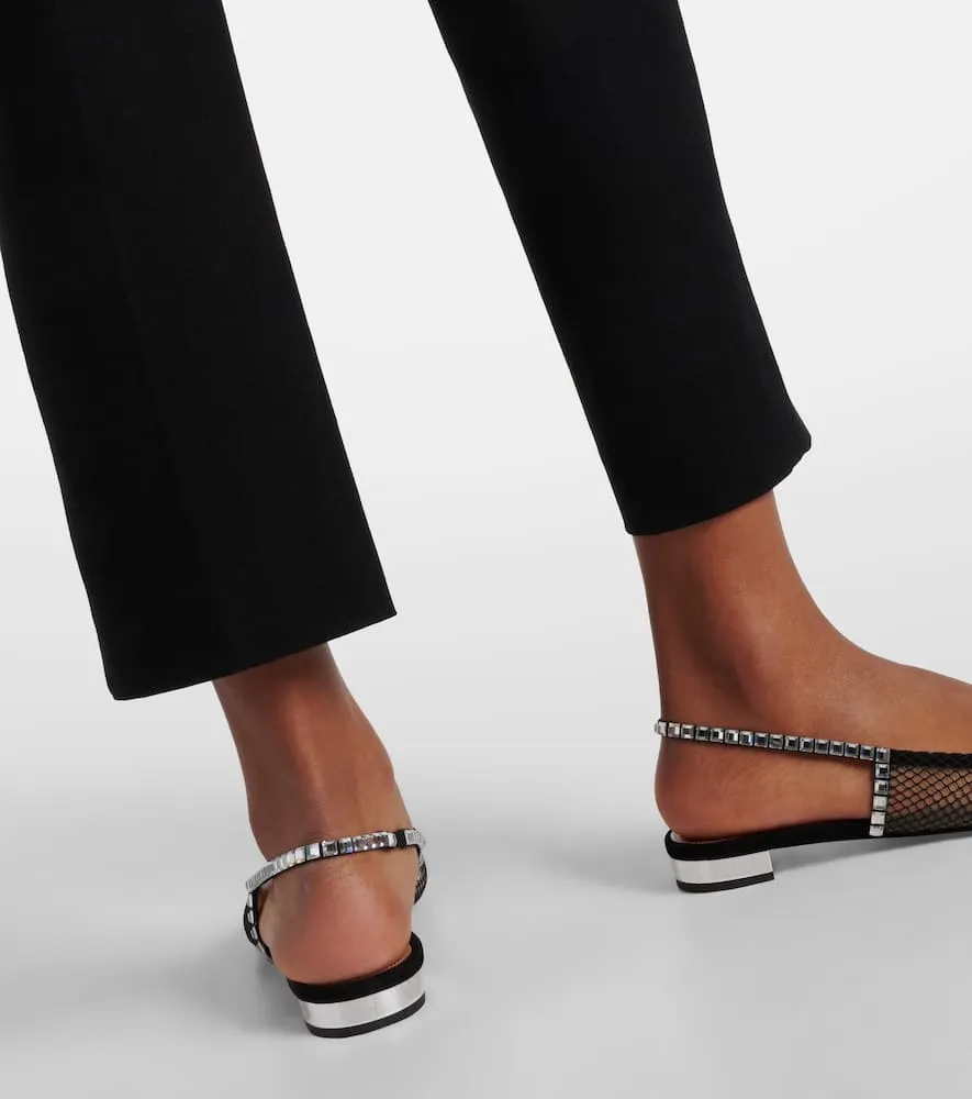 Aquazzura Forbidden Love mesh and suede slingback flats