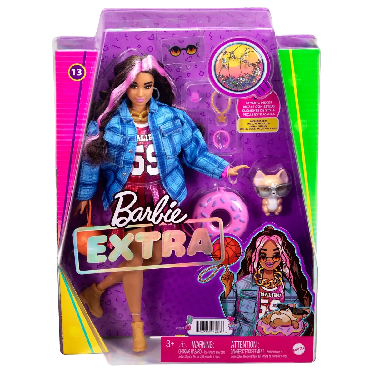 Barbie Extra Doll with Basketball Jersey and Pet