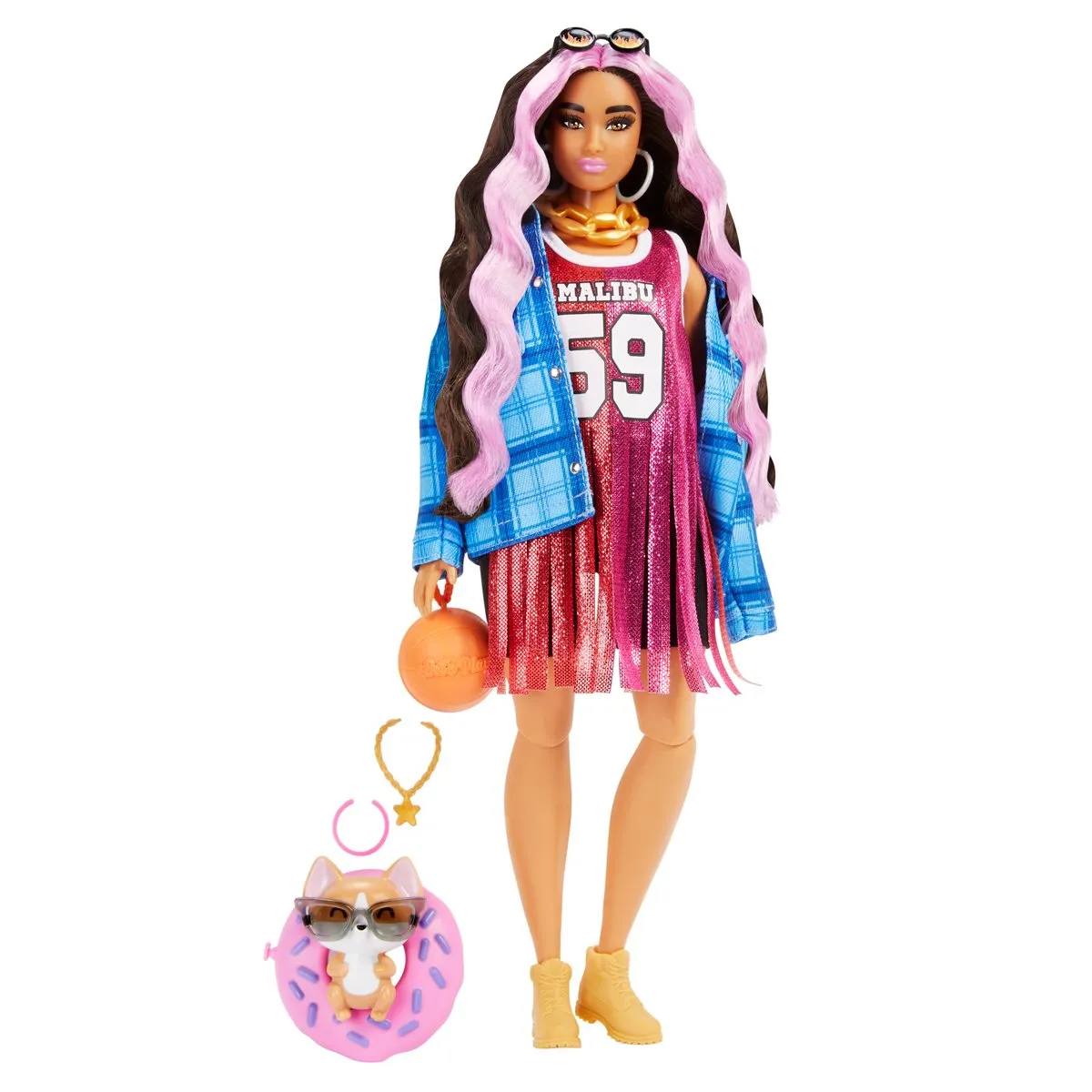 Barbie Extra Doll with Basketball Jersey and Pet