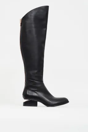 Black Leather Rose Gold Riding Boot