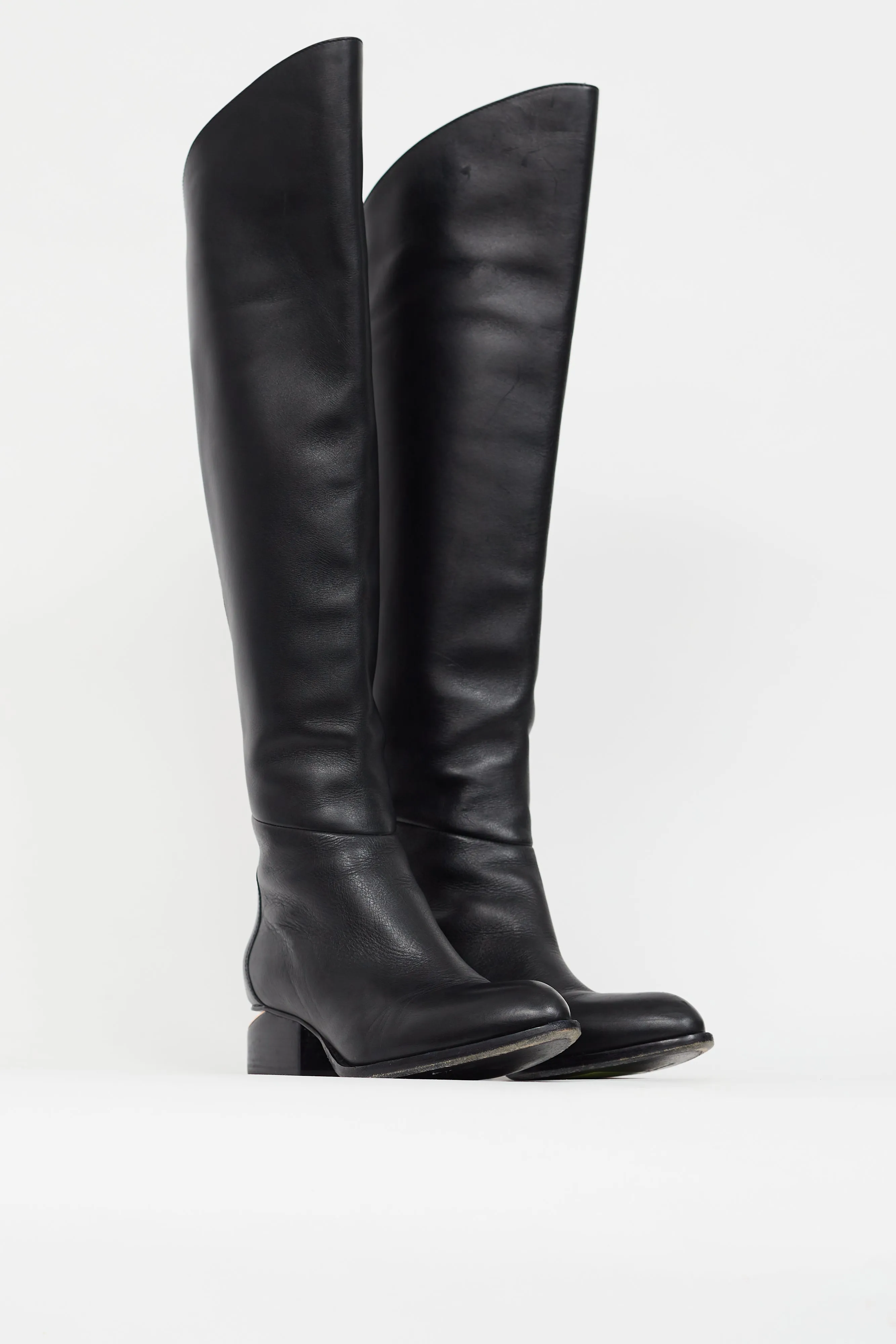 Black Leather Rose Gold Riding Boot