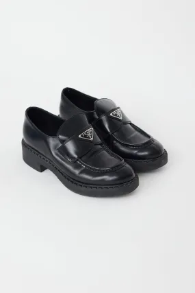 Black Leather Triangle Logo Loafer