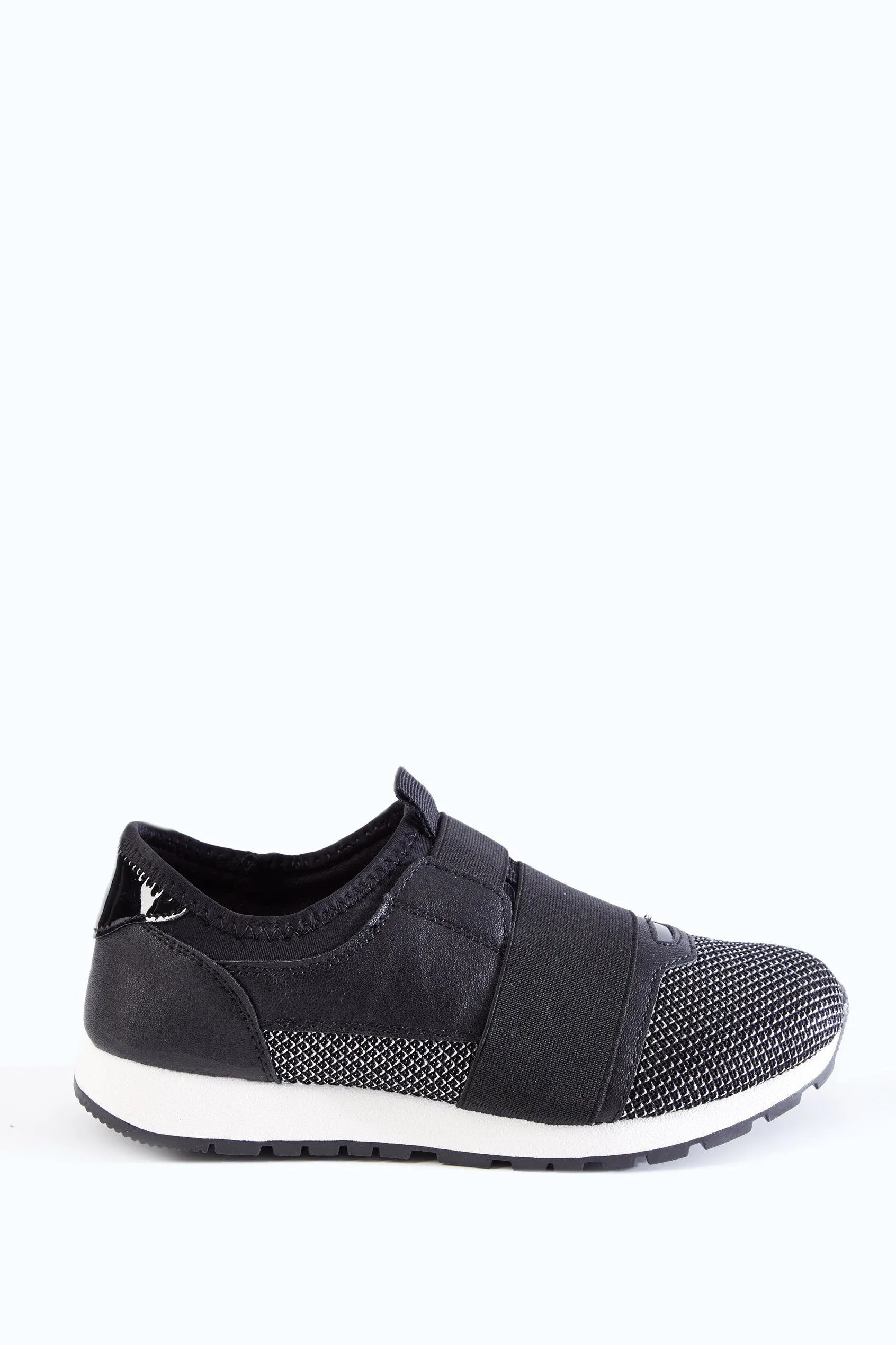 Black Metallic Pull On Trainers