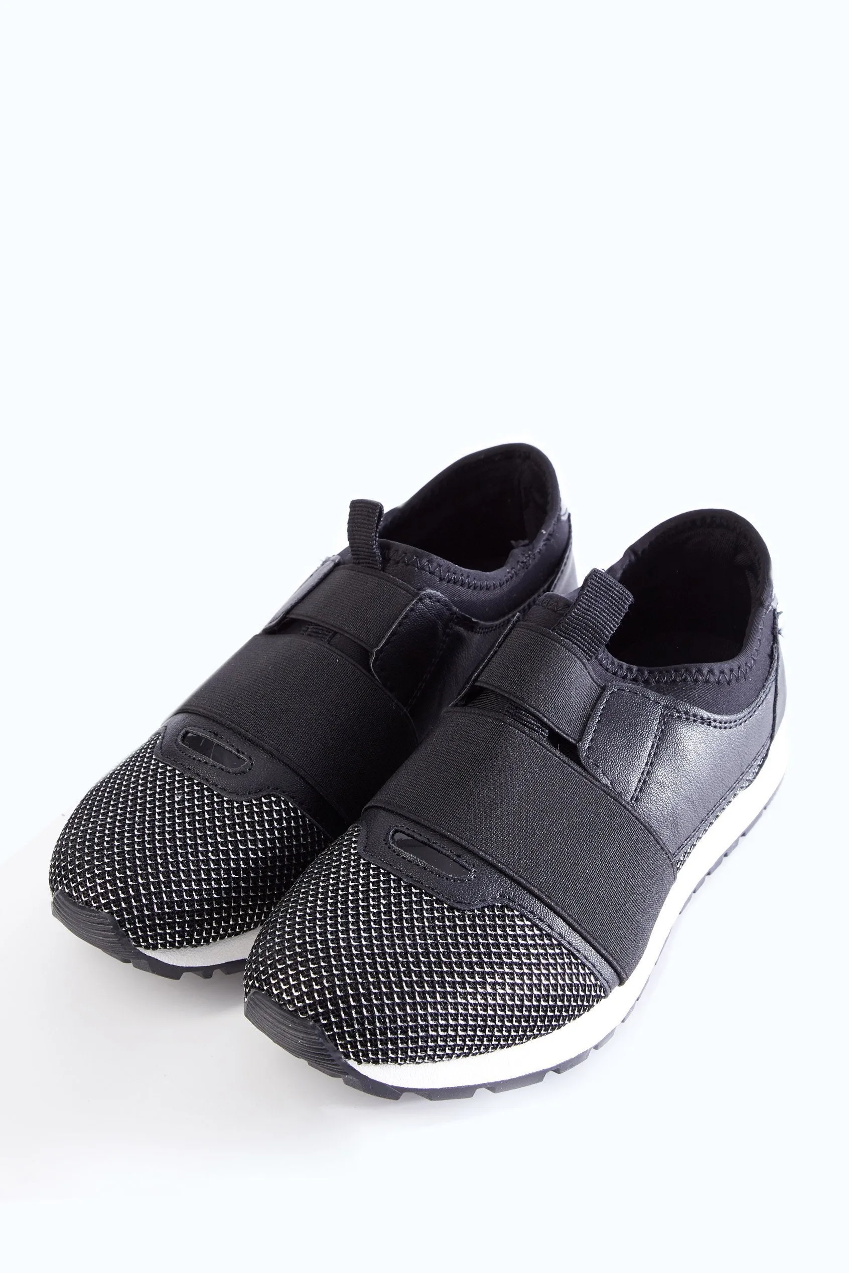 Black Metallic Pull On Trainers