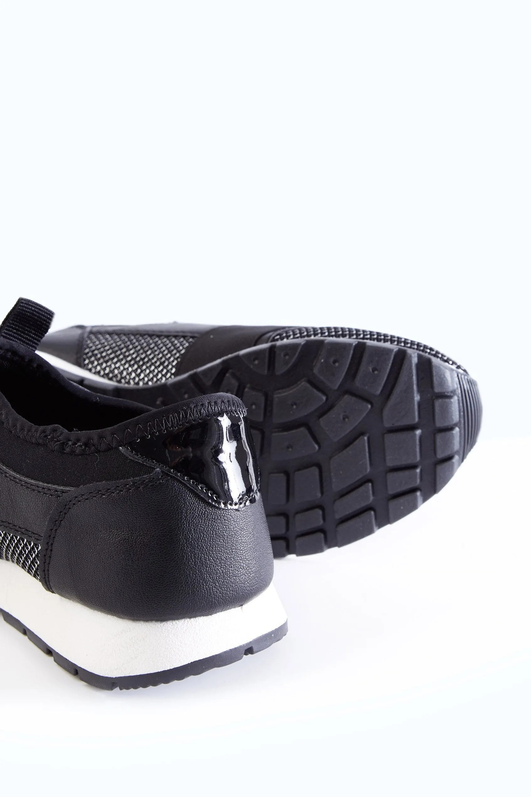 Black Metallic Pull On Trainers