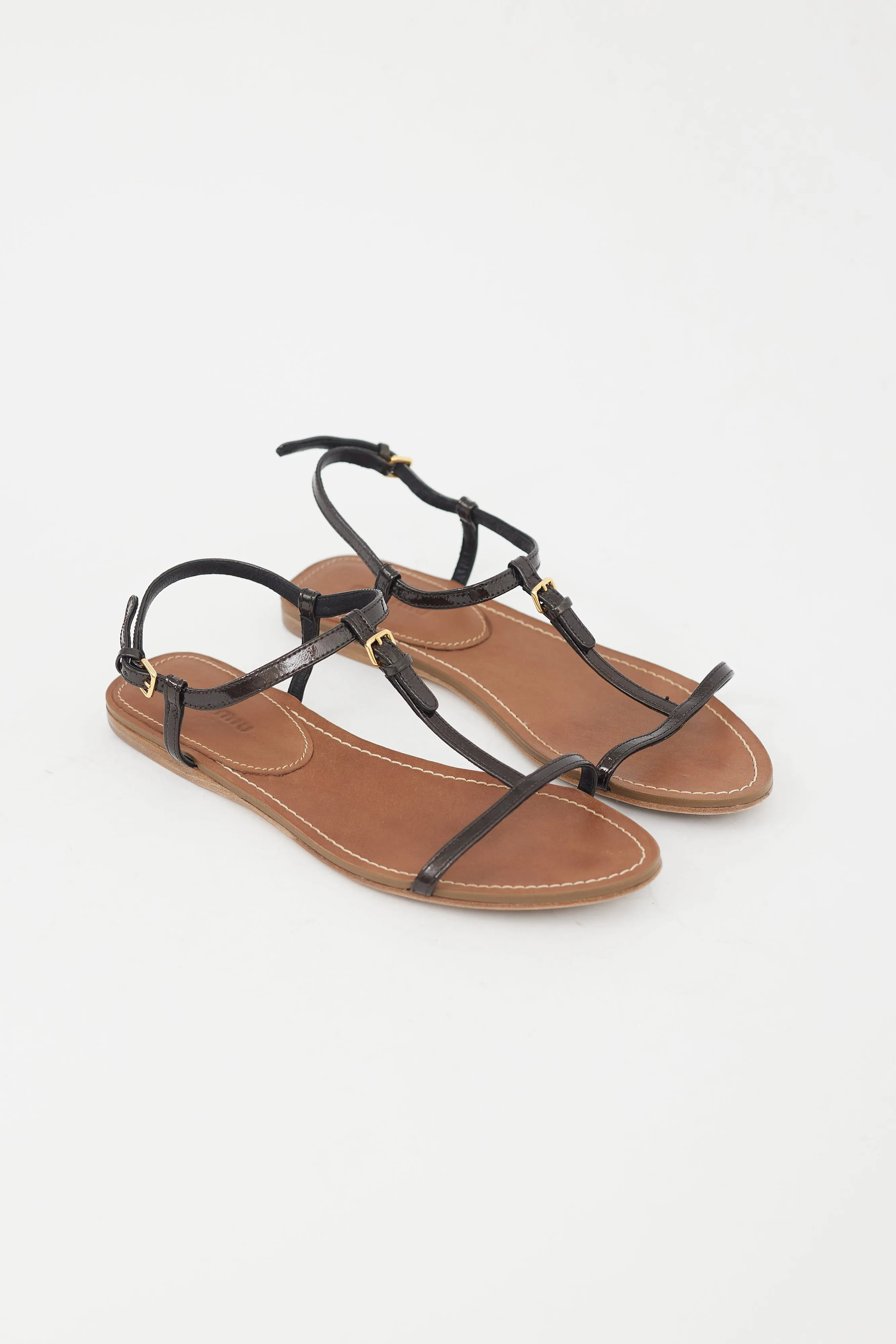 Black Patent Leather T-Strap Sandal