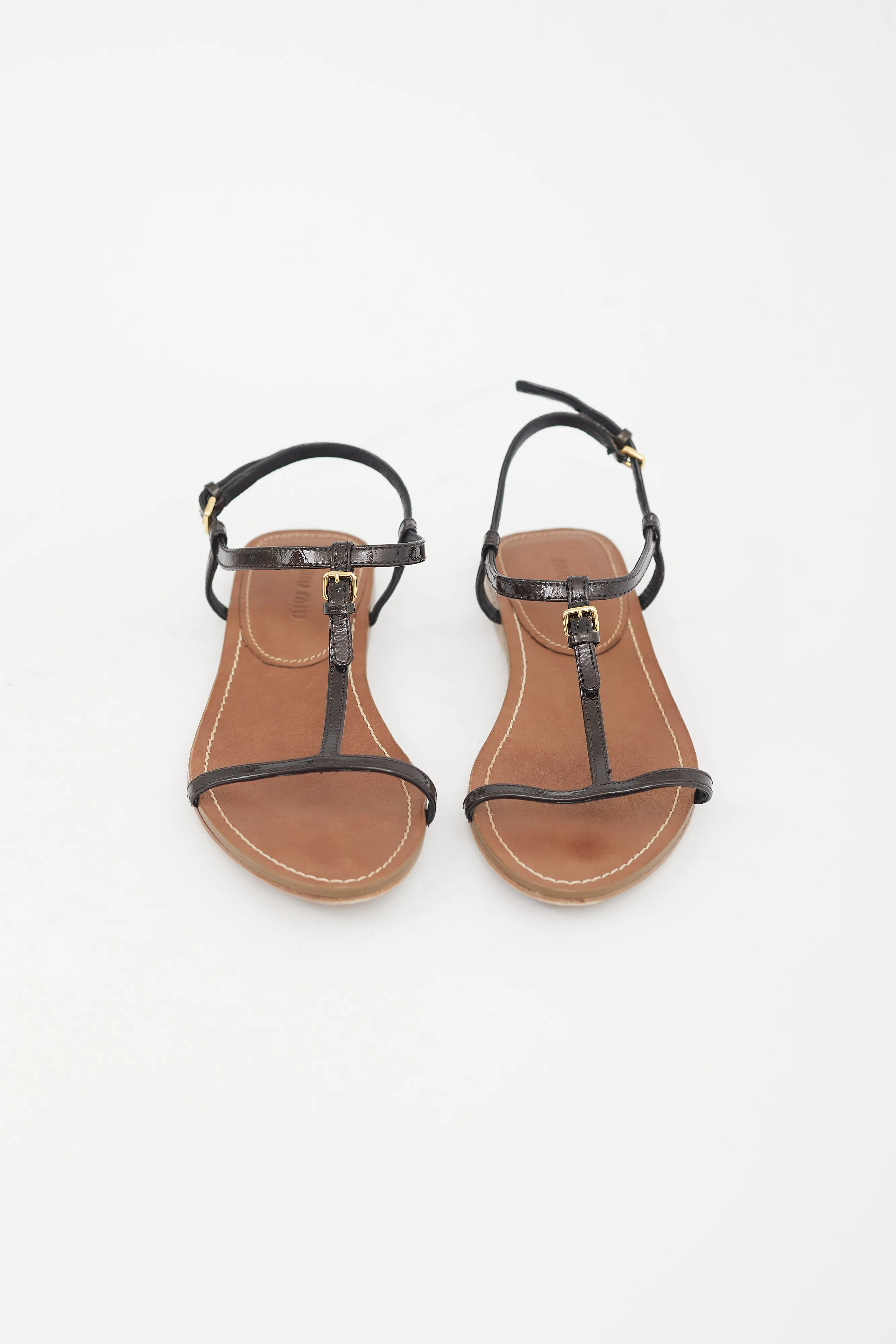 Black Patent Leather T-Strap Sandal