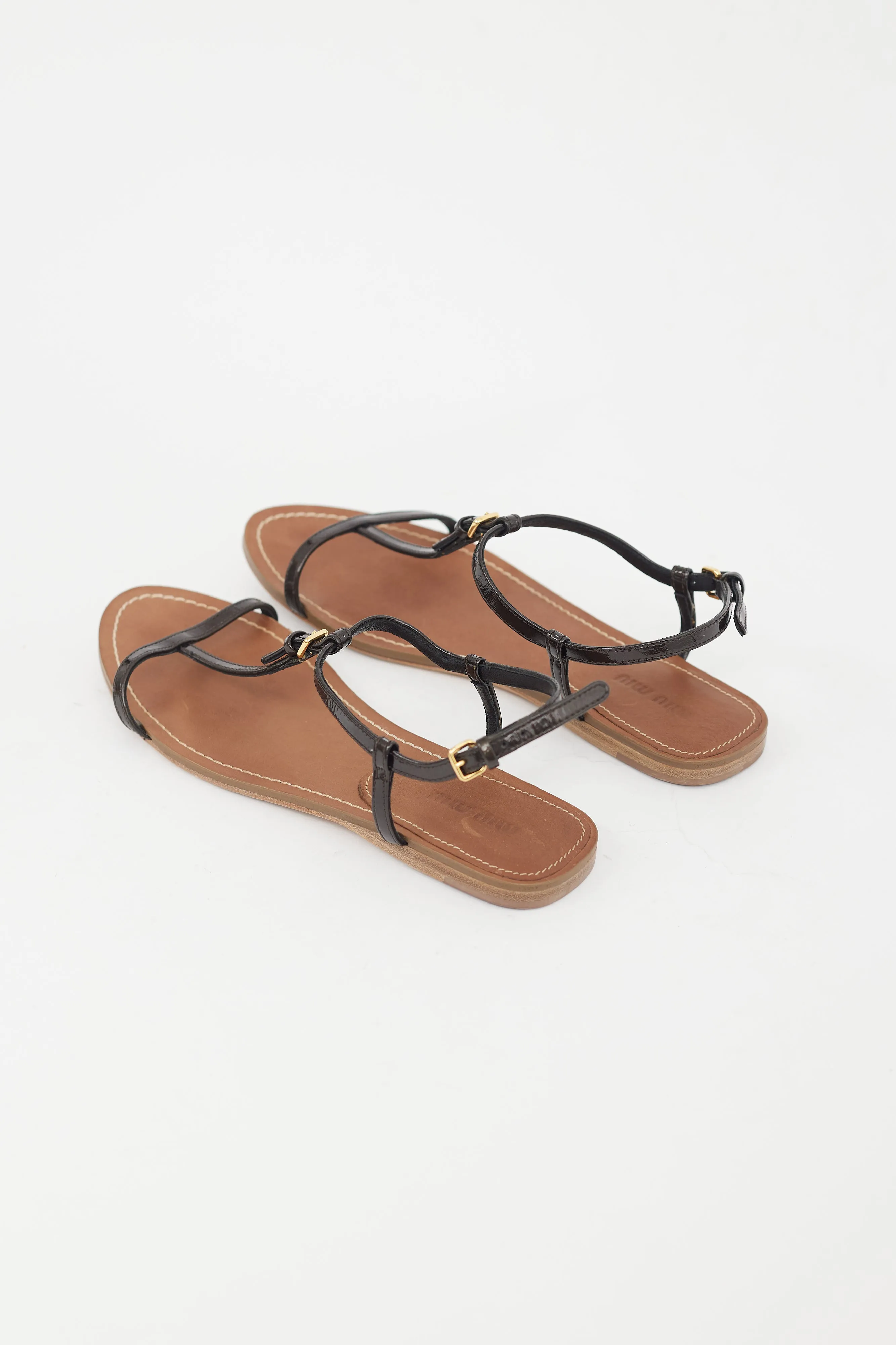 Black Patent Leather T-Strap Sandal