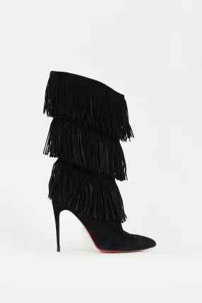 Black Suede Forever Tina Fringe Boot