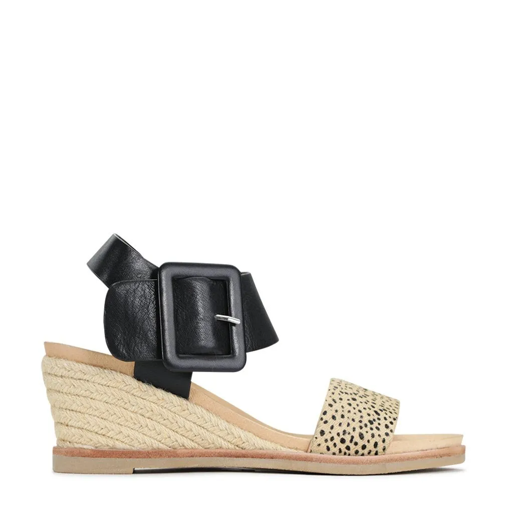 EMPATHY LEATHER ESPADRILLE WEDGE SANDALS