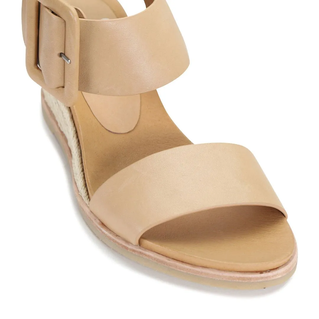 EMPATHY LEATHER ESPADRILLE WEDGE SANDALS