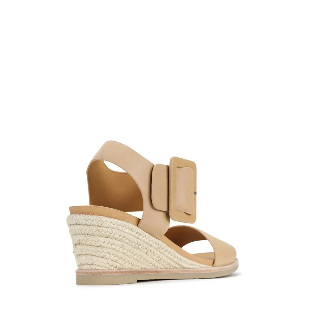EMPATHY LEATHER ESPADRILLE WEDGE SANDALS