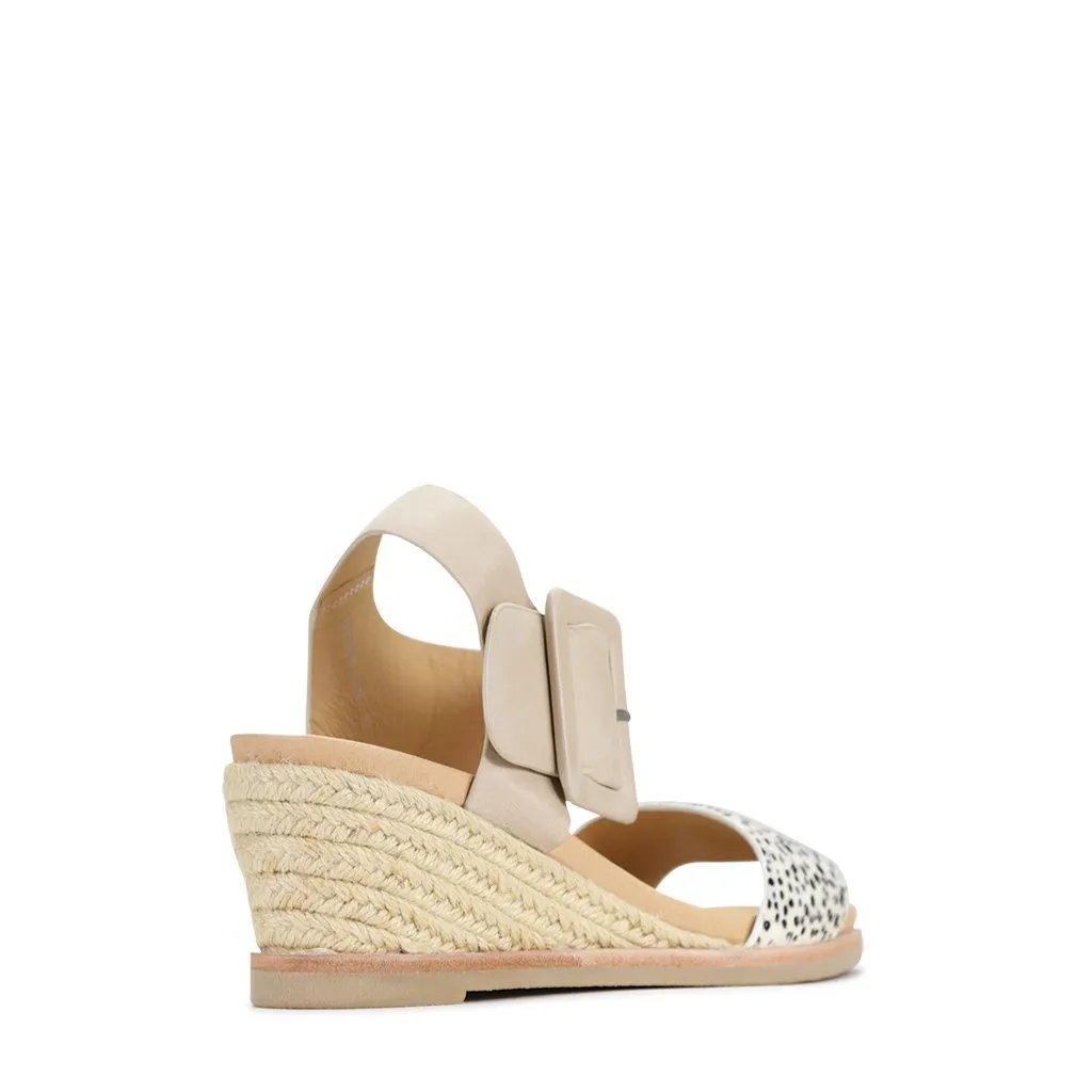 EMPATHY LEATHER ESPADRILLE WEDGE SANDALS