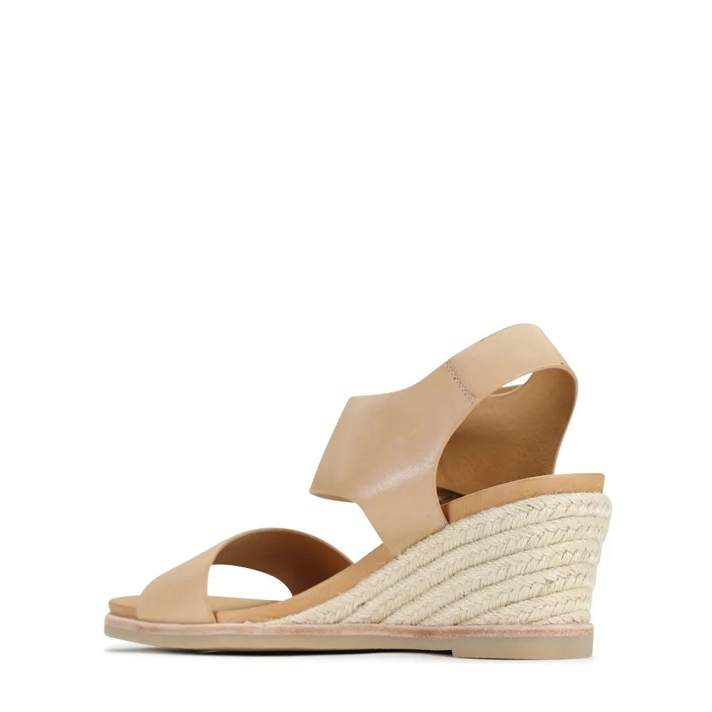 EMPATHY LEATHER ESPADRILLE WEDGE SANDALS