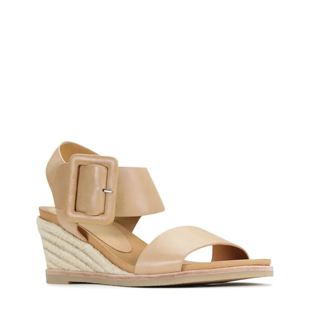 EMPATHY LEATHER ESPADRILLE WEDGE SANDALS