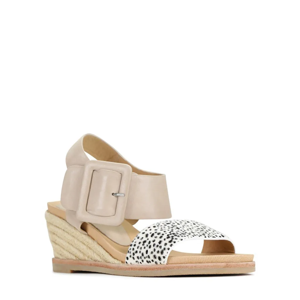 EMPATHY LEATHER ESPADRILLE WEDGE SANDALS