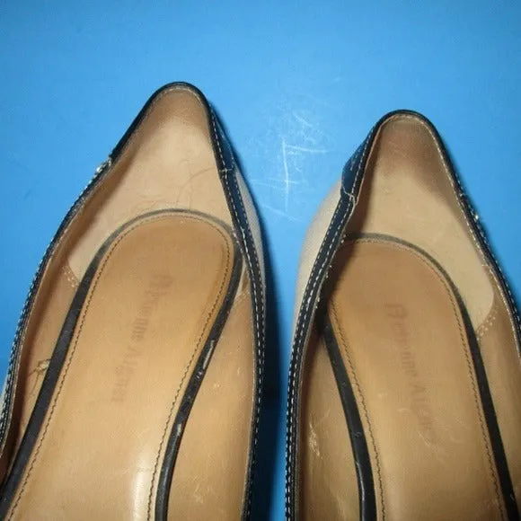Etienne Aigner Navy Leather Ivory Nautical Pumps