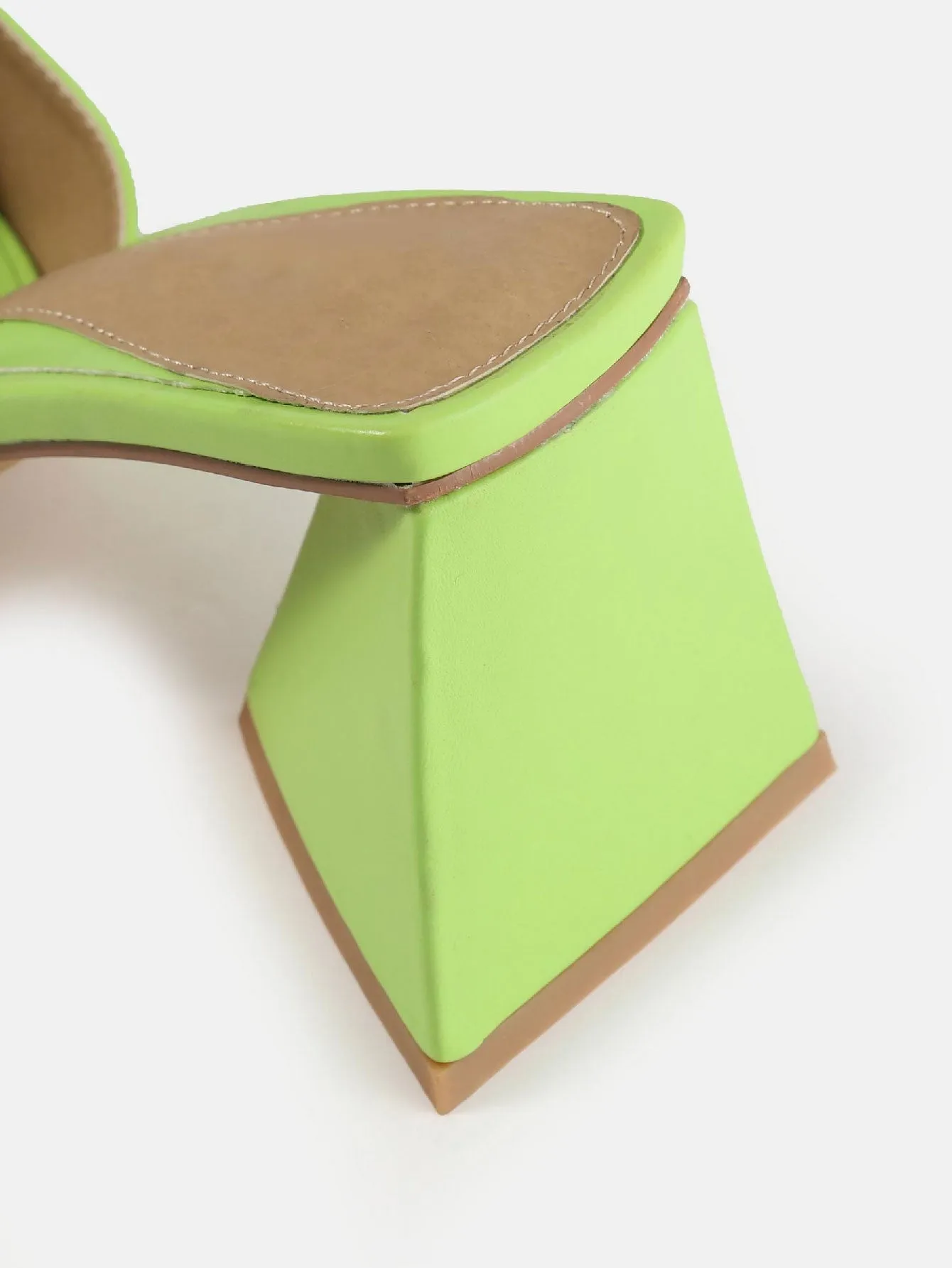 Faux Leather Triangular Heeled Sandals