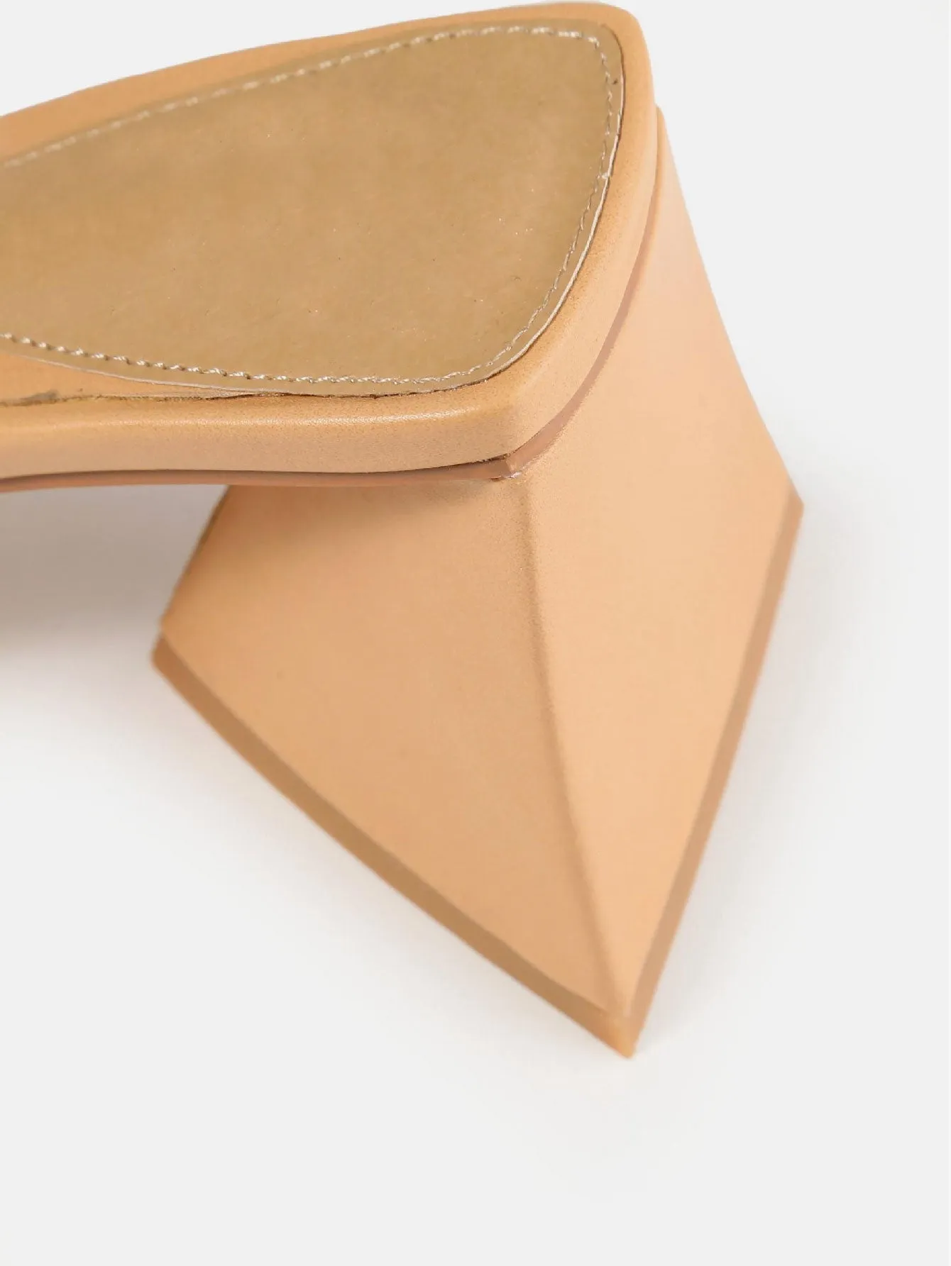 Faux Leather Triangular Heeled Sandals