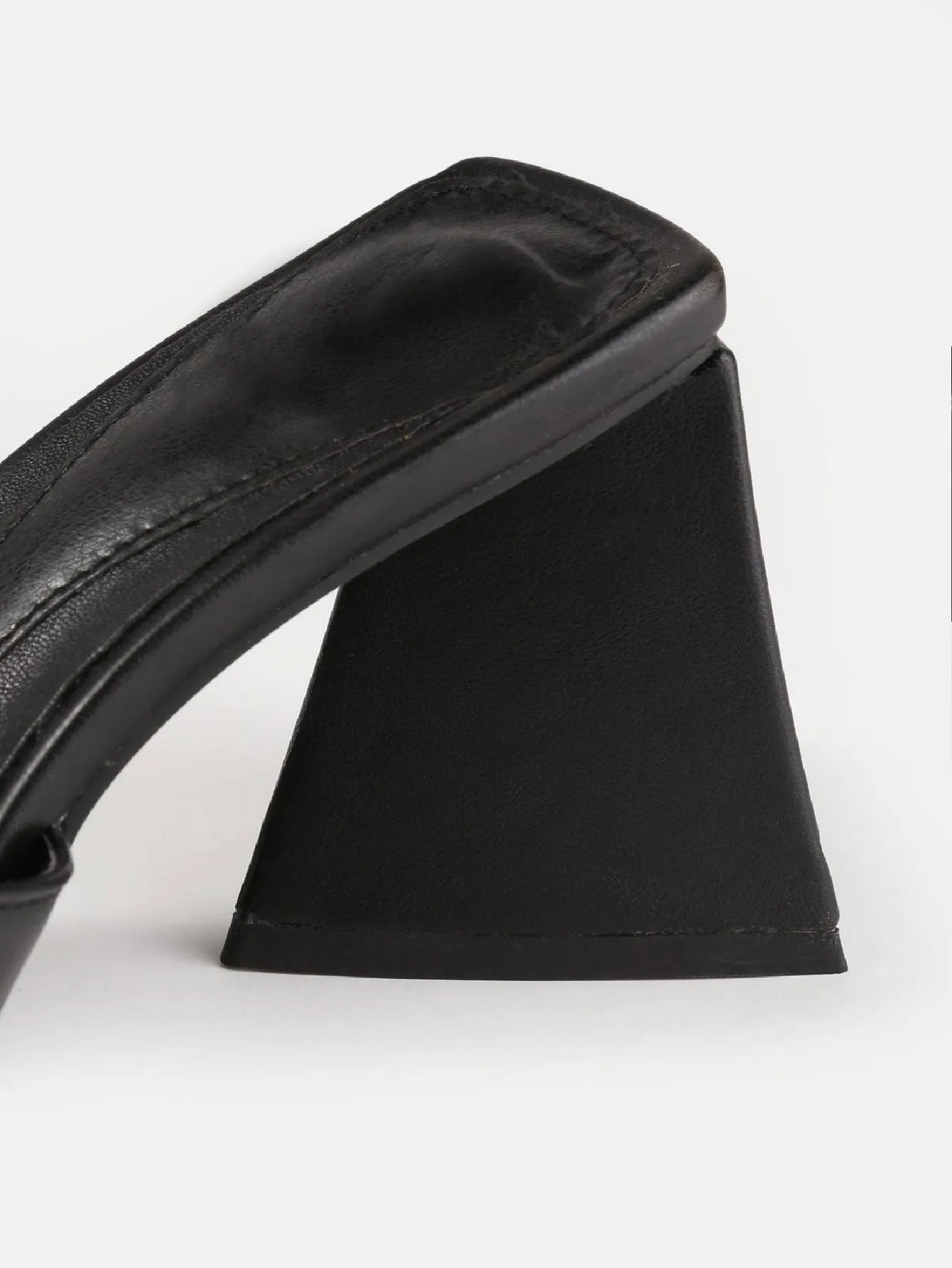 Faux Leather Triangular Heeled Sandals
