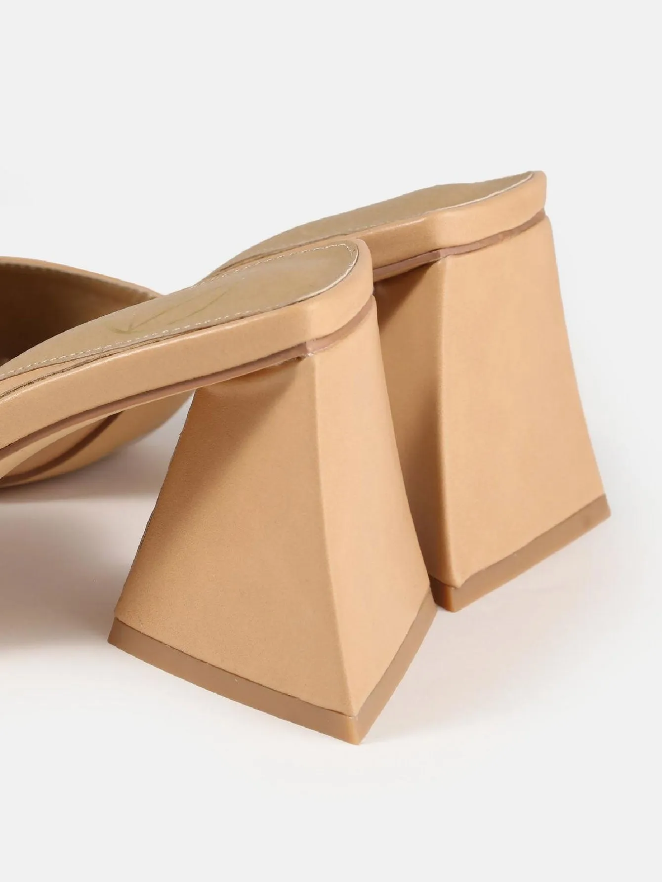 Faux Leather Triangular Heeled Sandals