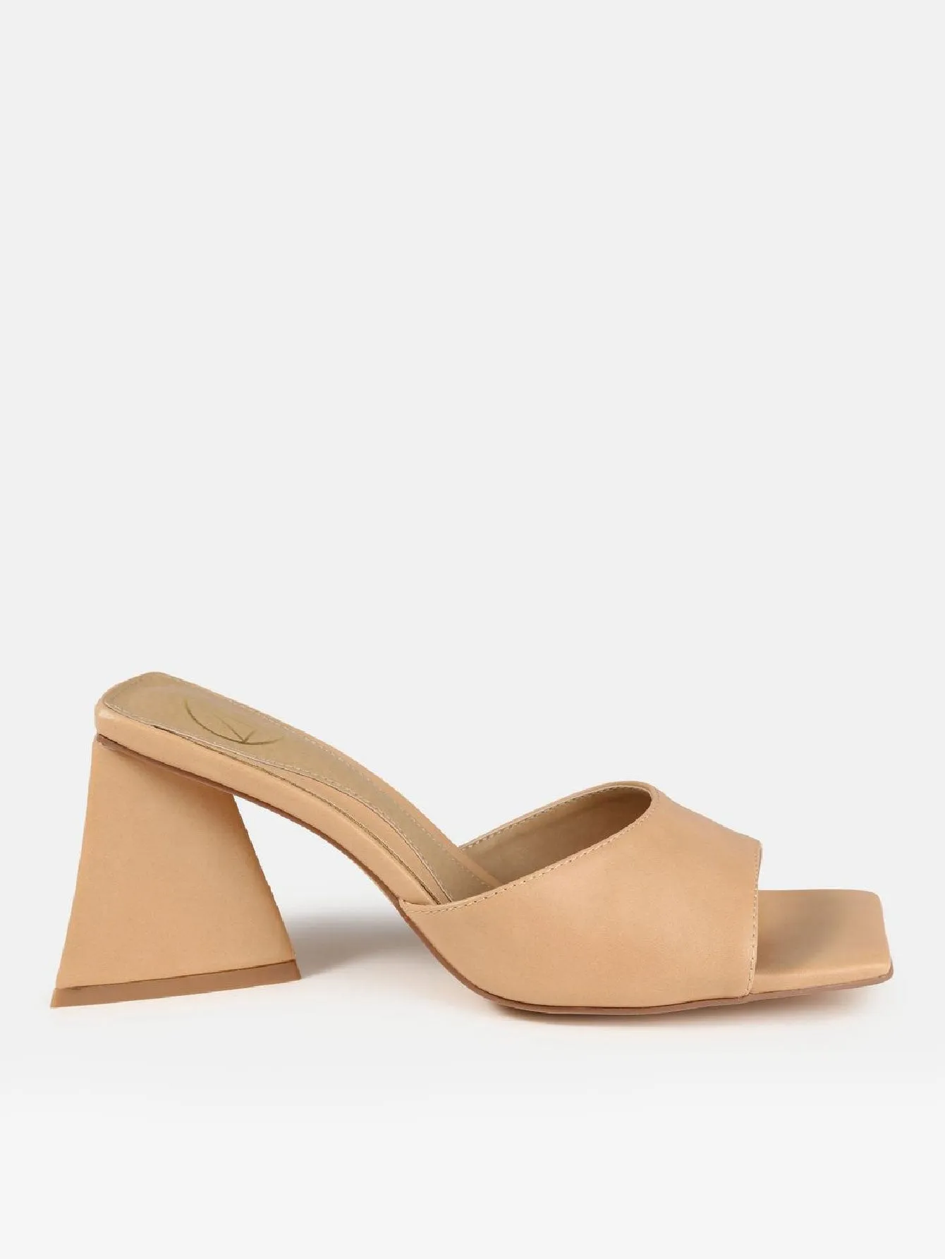 Faux Leather Triangular Heeled Sandals
