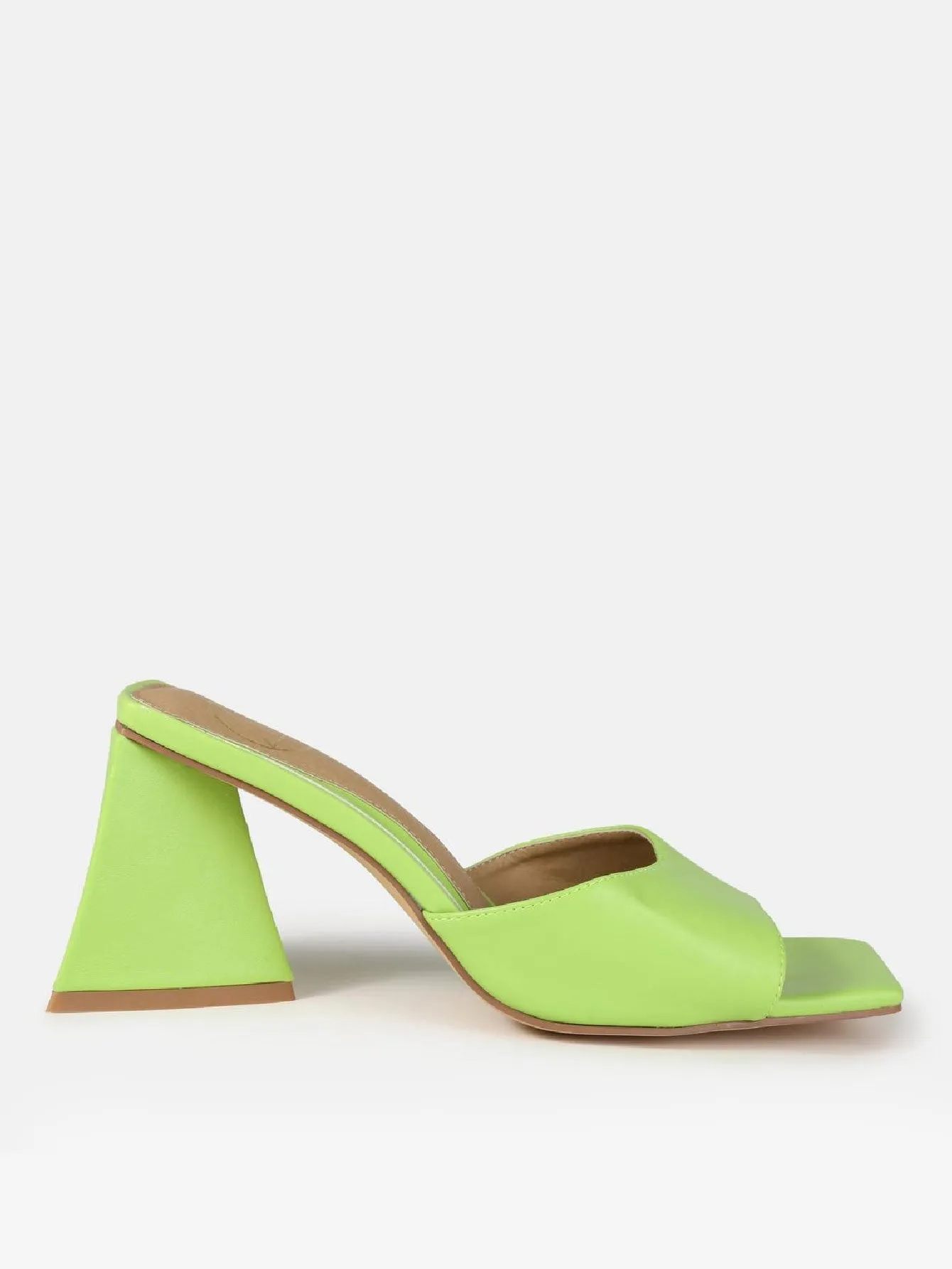 Faux Leather Triangular Heeled Sandals