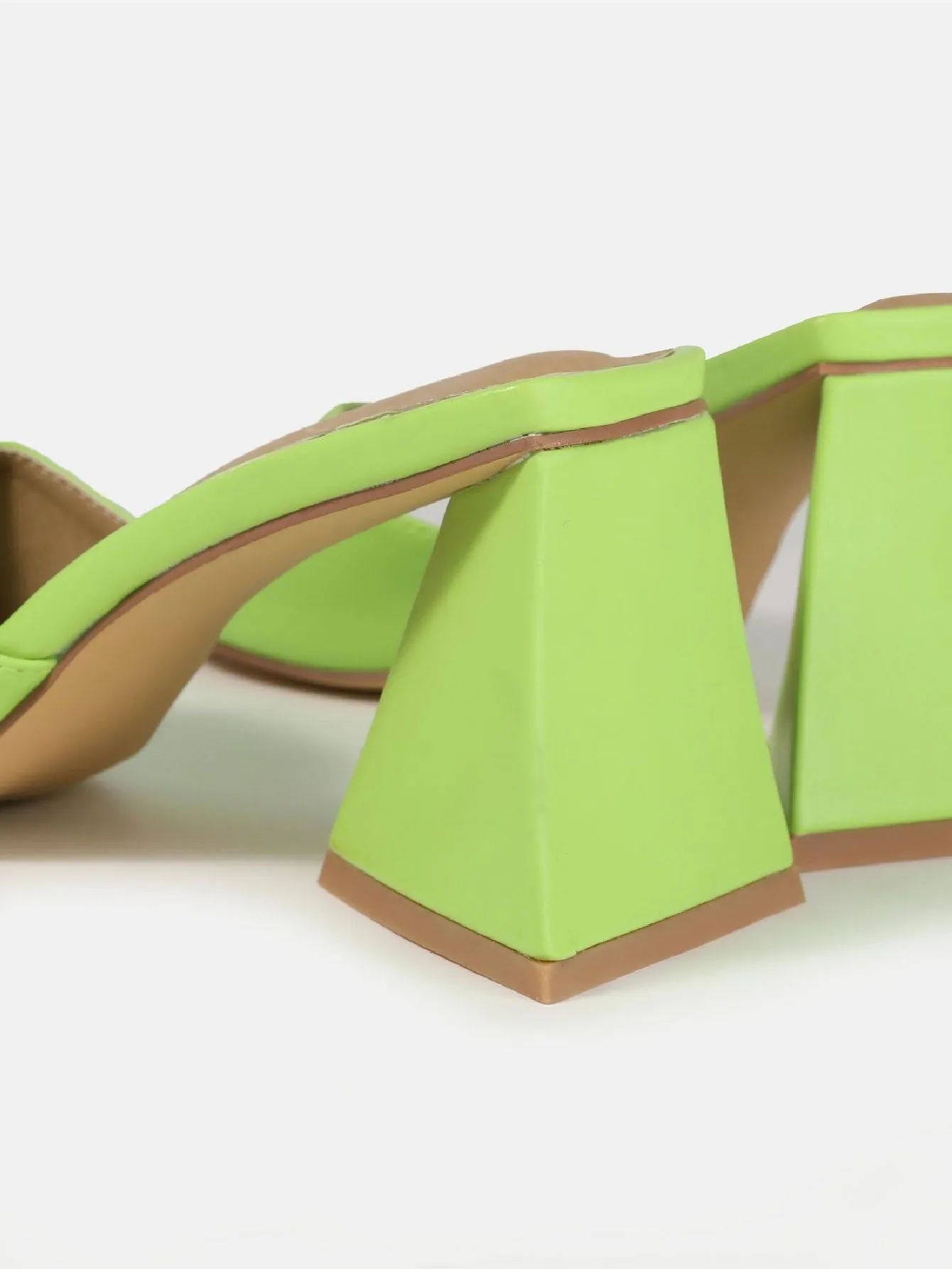 Faux Leather Triangular Heeled Sandals