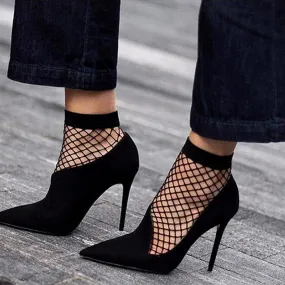 Fishnet Socks Mesh Ankle Short Socks-Blac