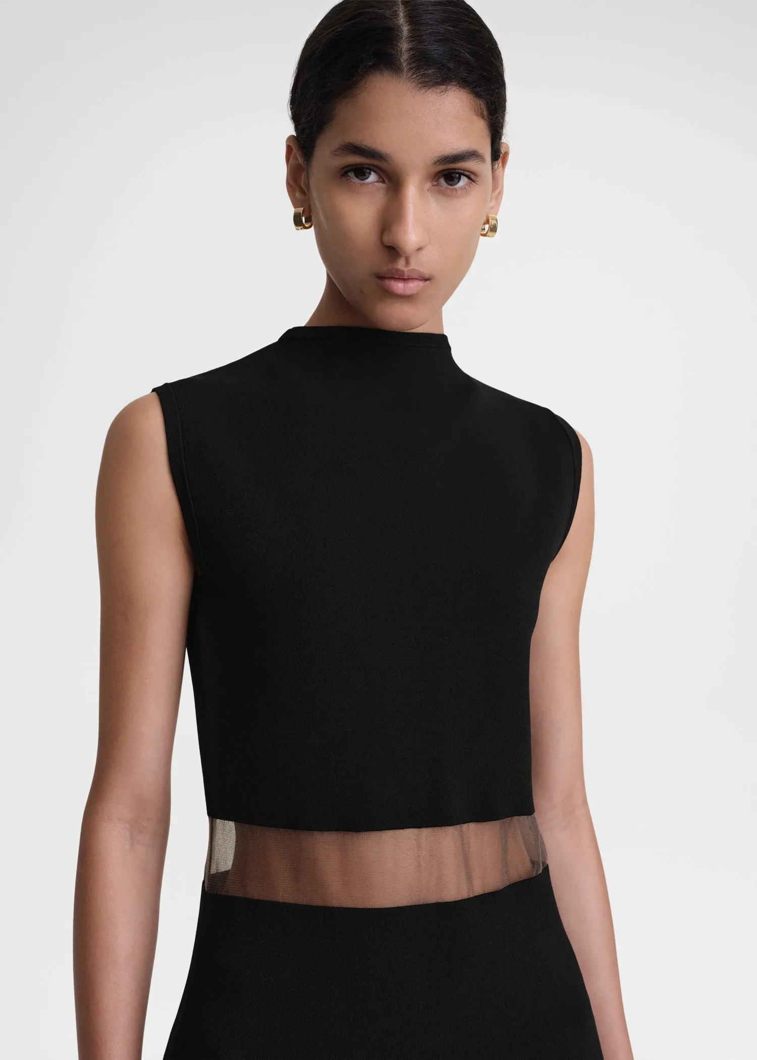 High-neck evening top black