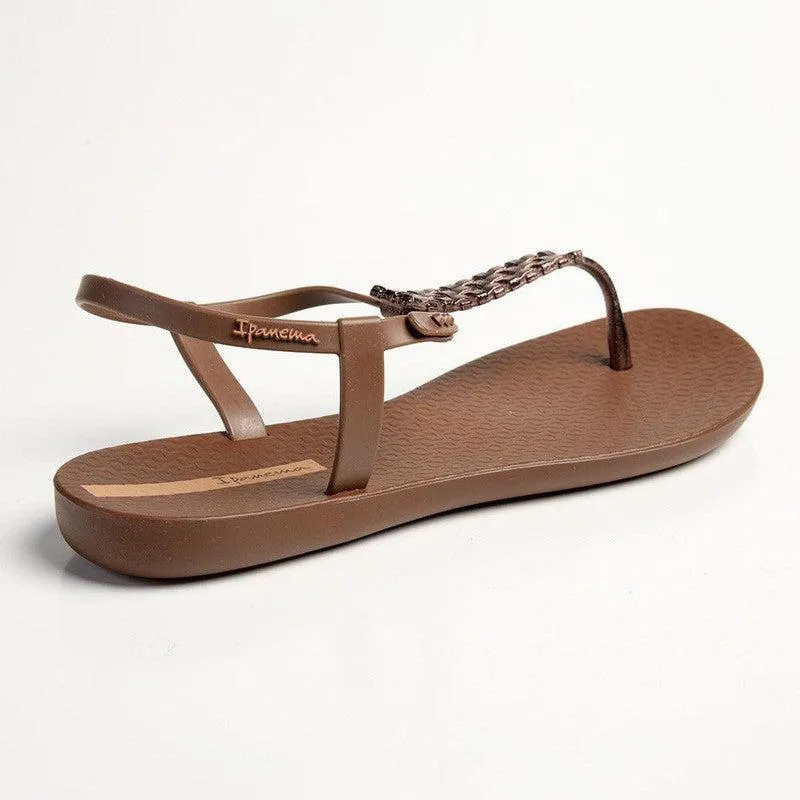 Ipanema Weave Trim Back Strap Sandals - Brown/Bronz