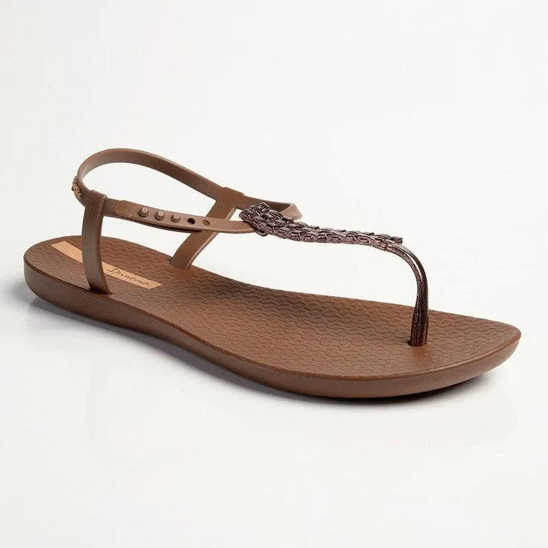 Ipanema Weave Trim Back Strap Sandals - Brown/Bronz