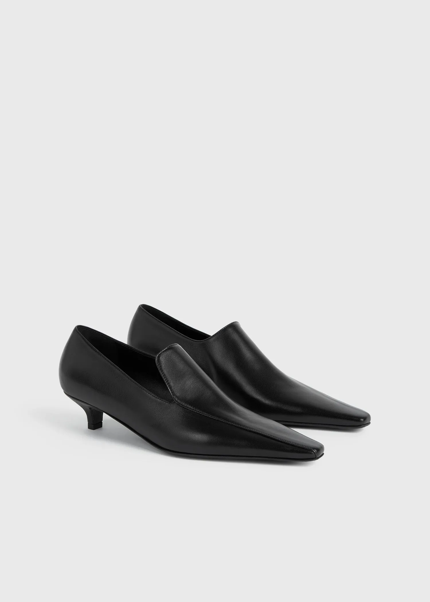 Leather kitten loafers black
