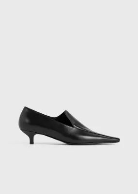 Leather kitten loafers black