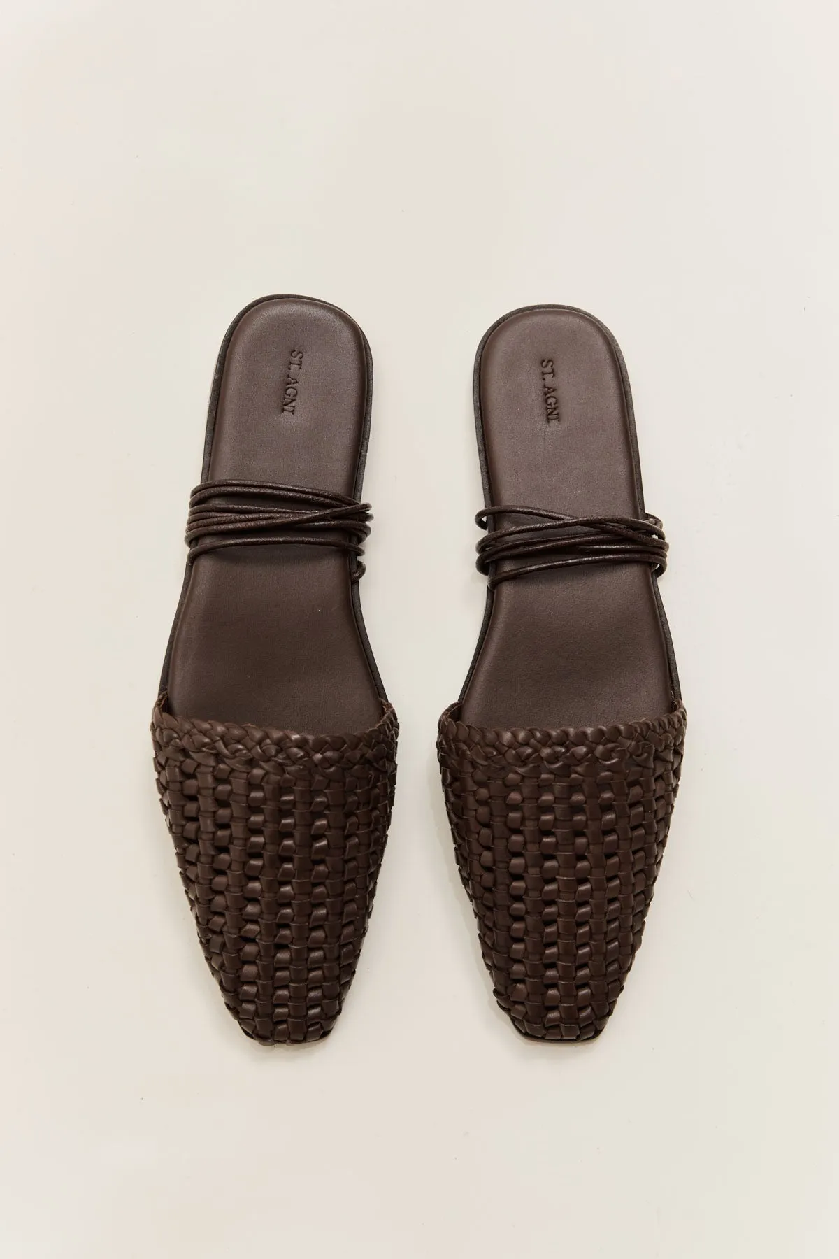 Macrame Mesh Tie Up Flats - Chocolate