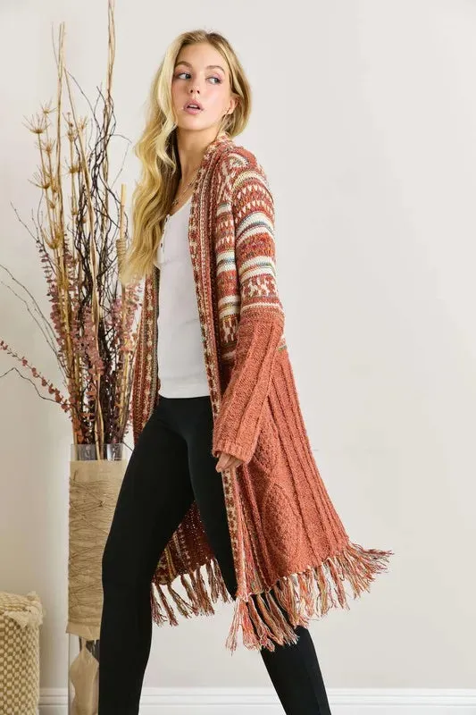 ONLINE EXCLUSIVE ADORA Fringe Hem Aztec Cardigan
