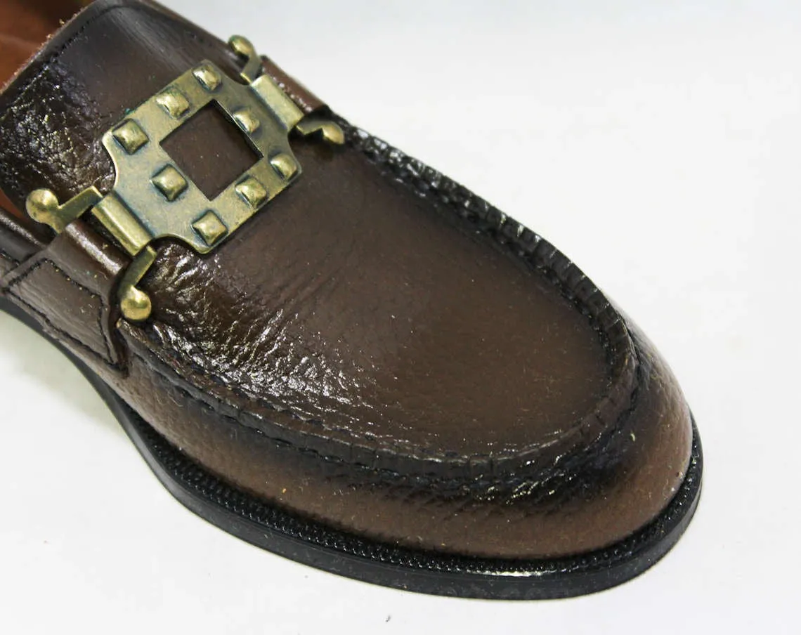 Size 1 Boys Shoes - Authentic 1960s Brown Leather Loafers - Child Size 1D - Boy's Loafer - Chunky Mod Buckle - Preppy Deadstock in Box NIB