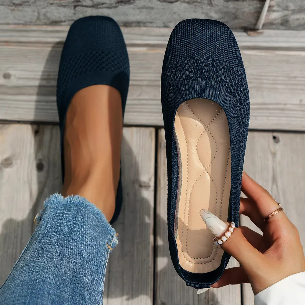 Square Toe Solid Color Mesh Slip-Ons (multiple color options)