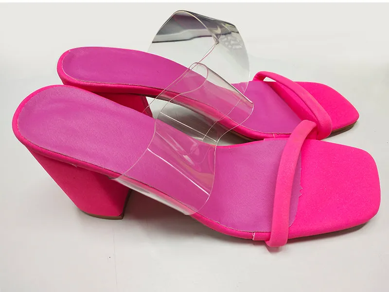 Transparent Sandals Ladies High Heel Slippers