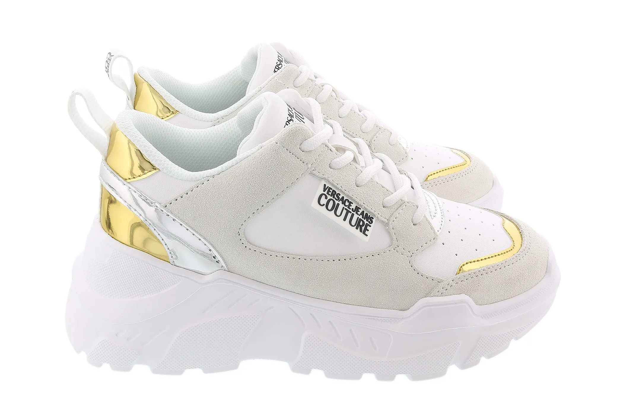 Versace Jeans Couture White/Gold Signature Sneakers-