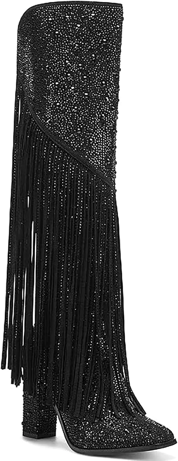 Western Fringe Rhinestone Sequin Red Sparkle Cowboy Boots
