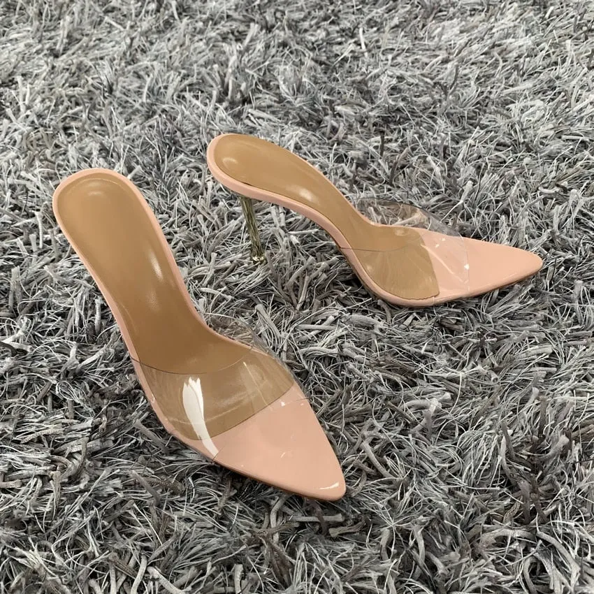 Women Pointed Toe Metal Stiletto High Heel